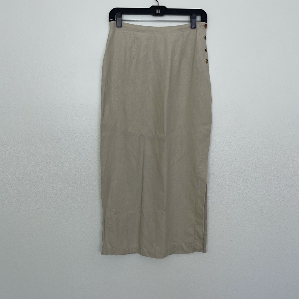 Khaki Linen Skirt